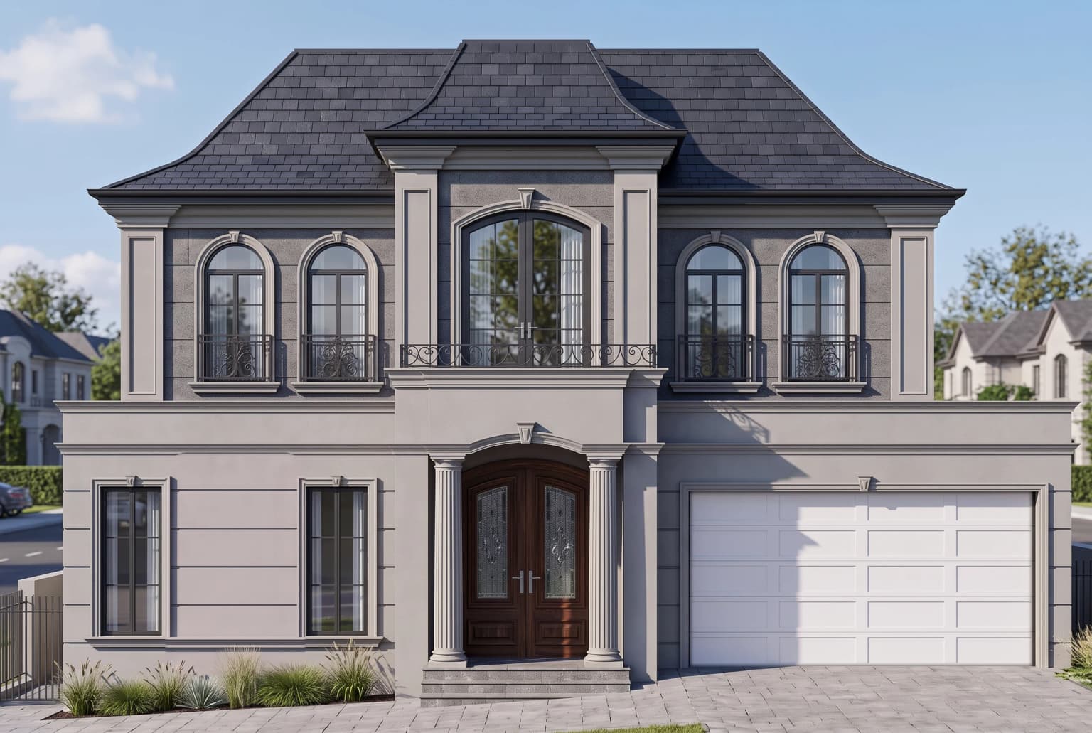 Revised residential facade after a selected design edit