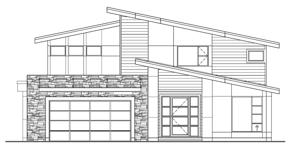 Original two-storey residential elevation drawing