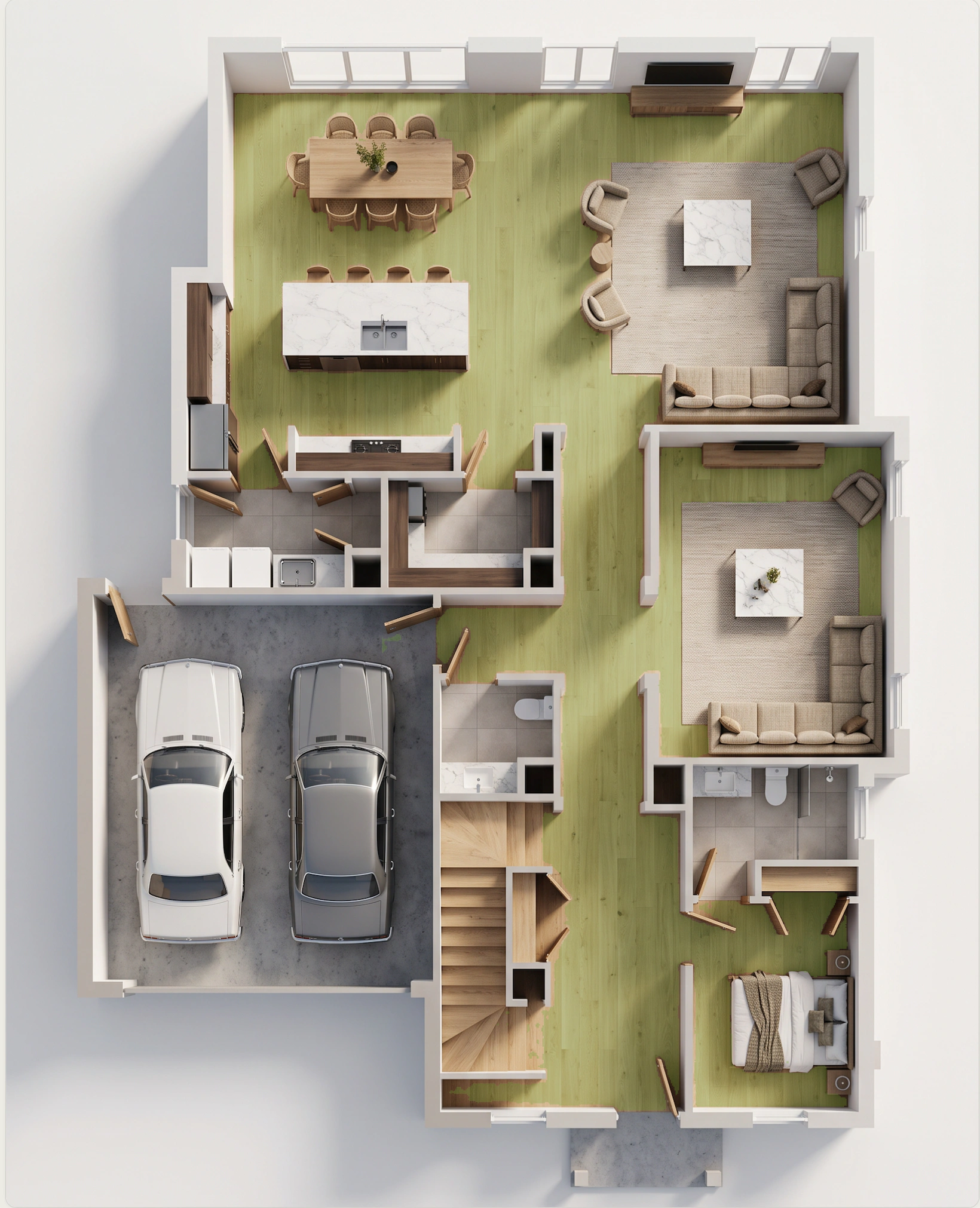 Floor plan with matching floor areas automatically detected