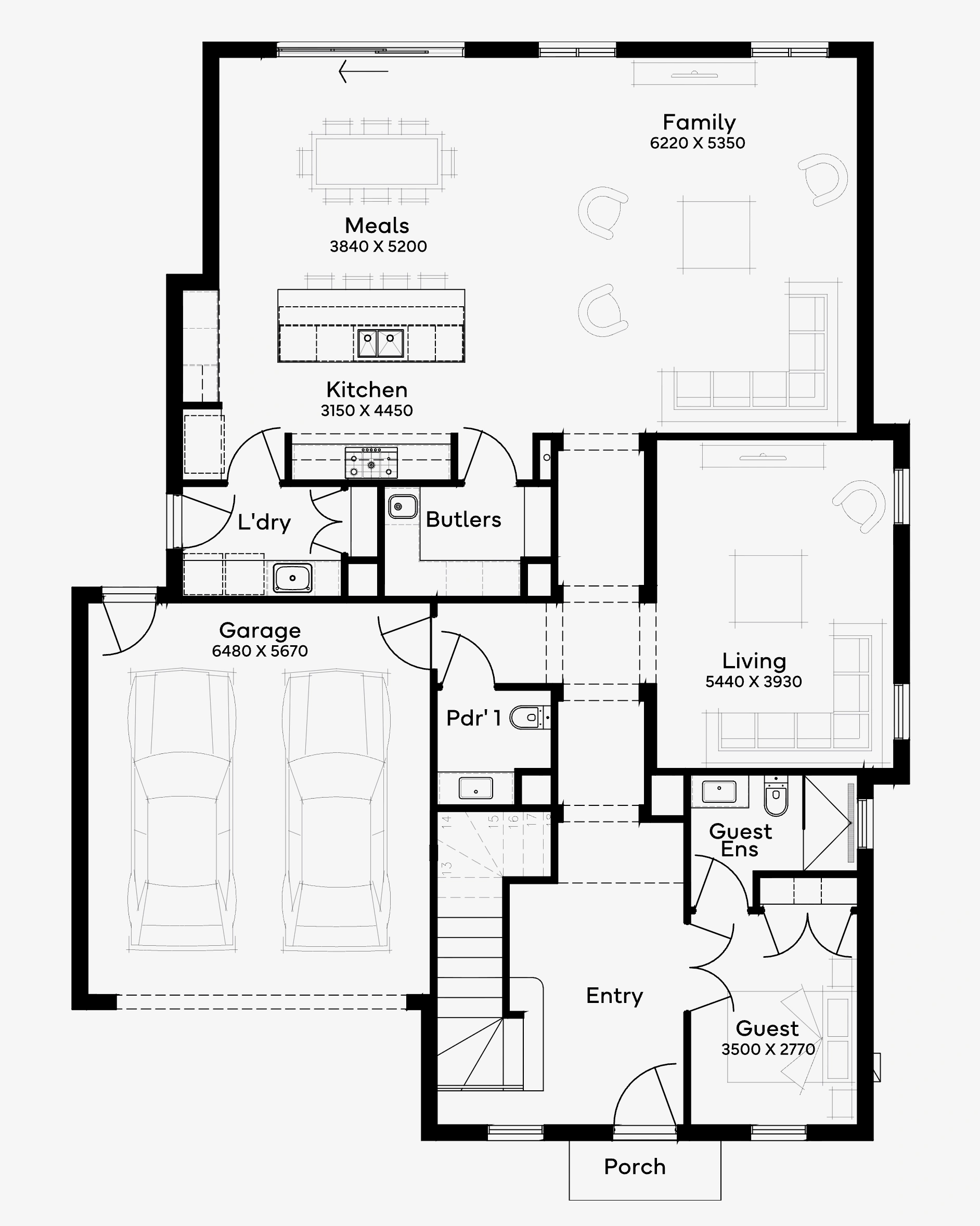 Original black and white residential floor plan
