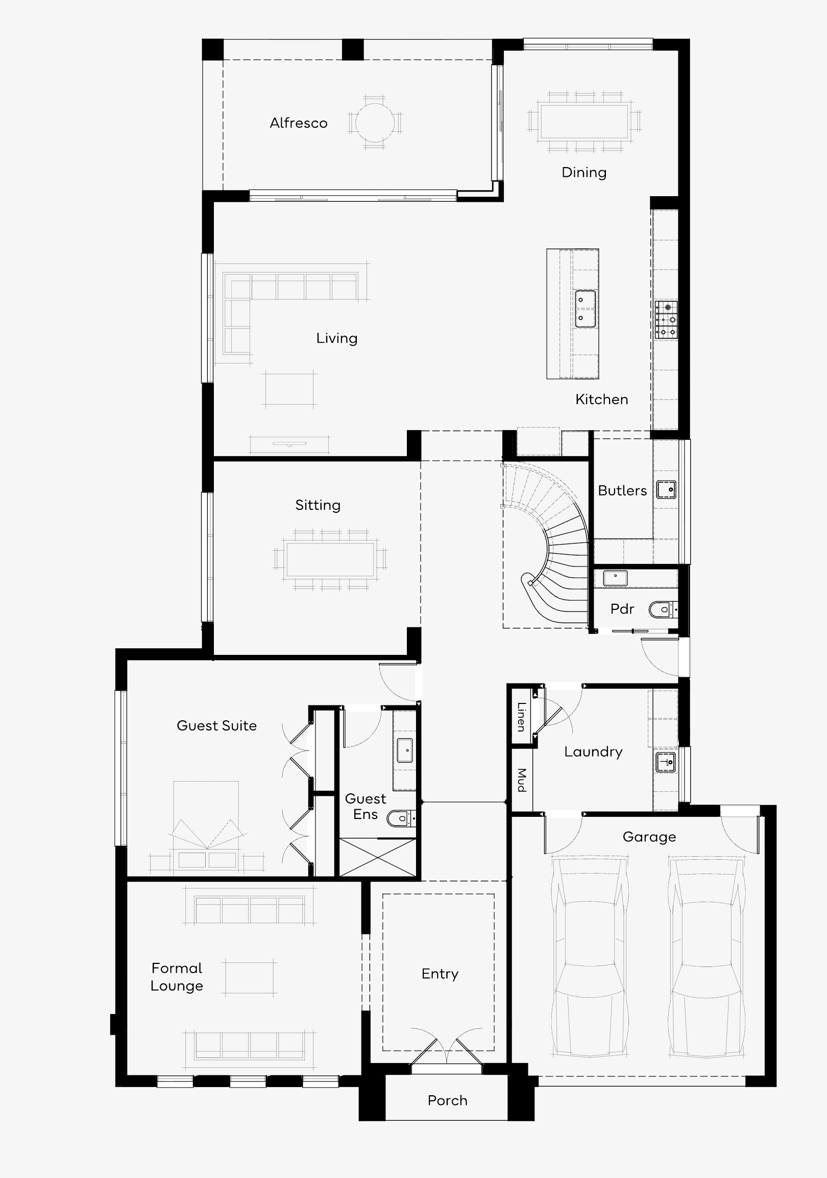 Original black-and-white residential floor plan